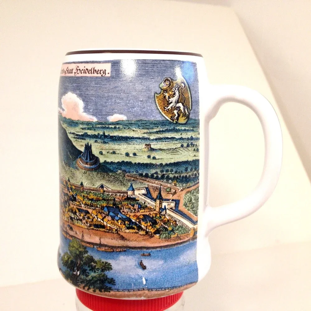 Vintage Reutter Porzellan Beer Stein Heidelberga Neccar fluvius Hassen W Germany